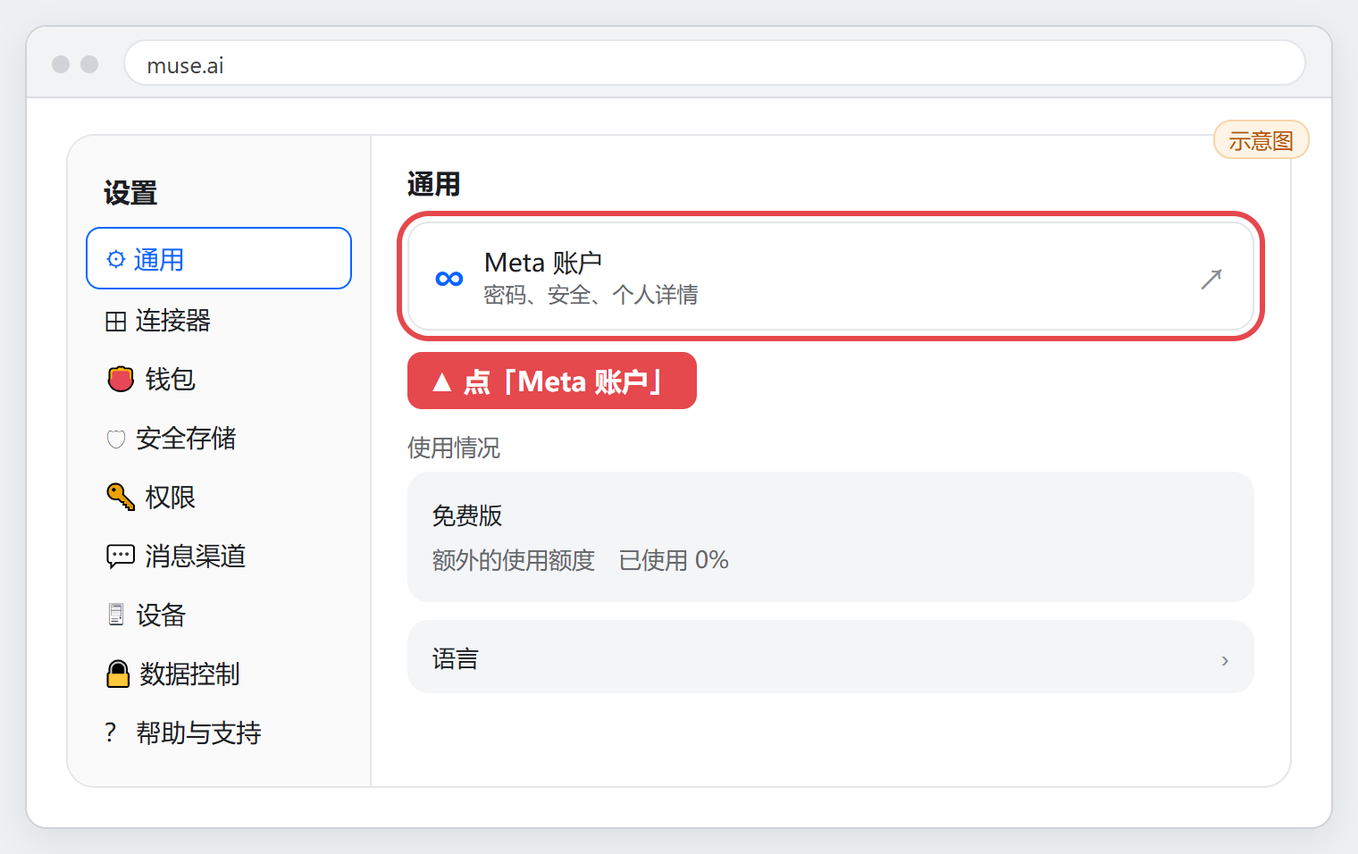 进入 Meta Account
